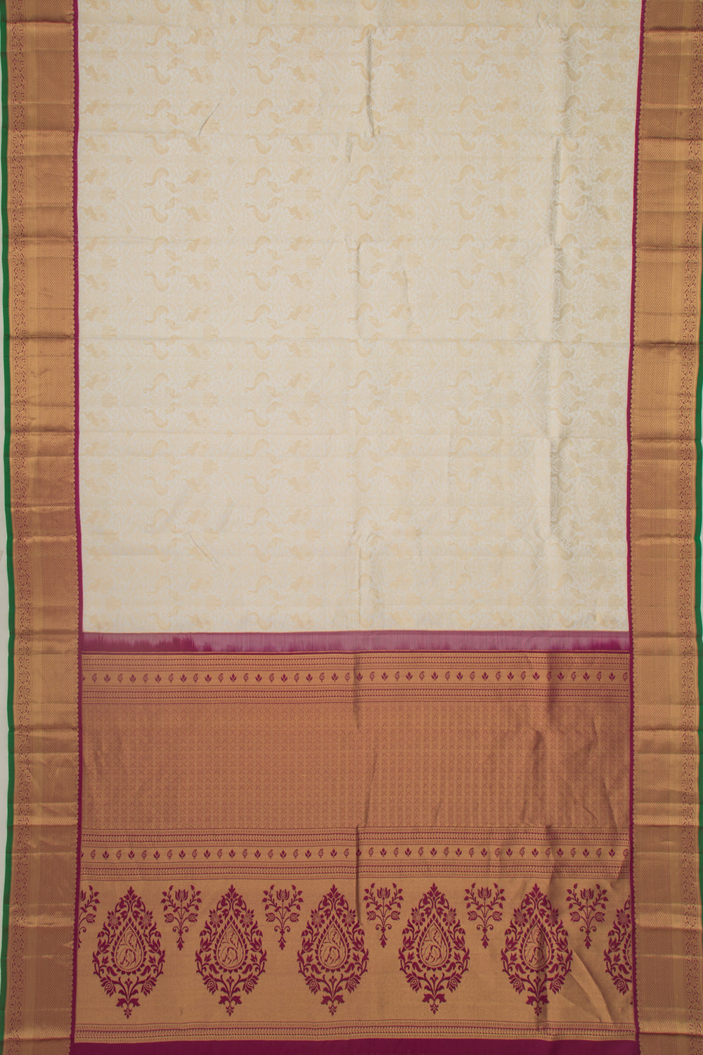 Kanchipuram Silk Brocade White Saree