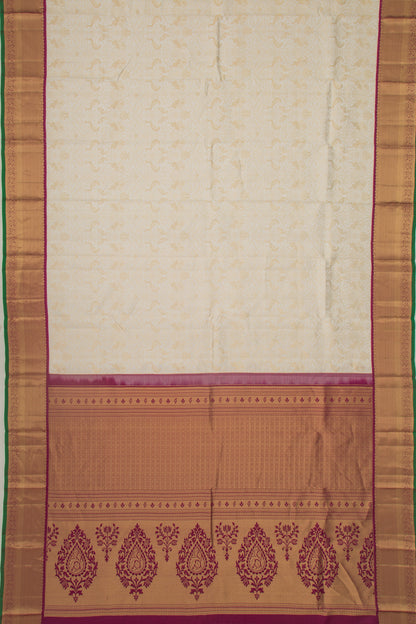 Kanchipuram Silk Brocade White Saree