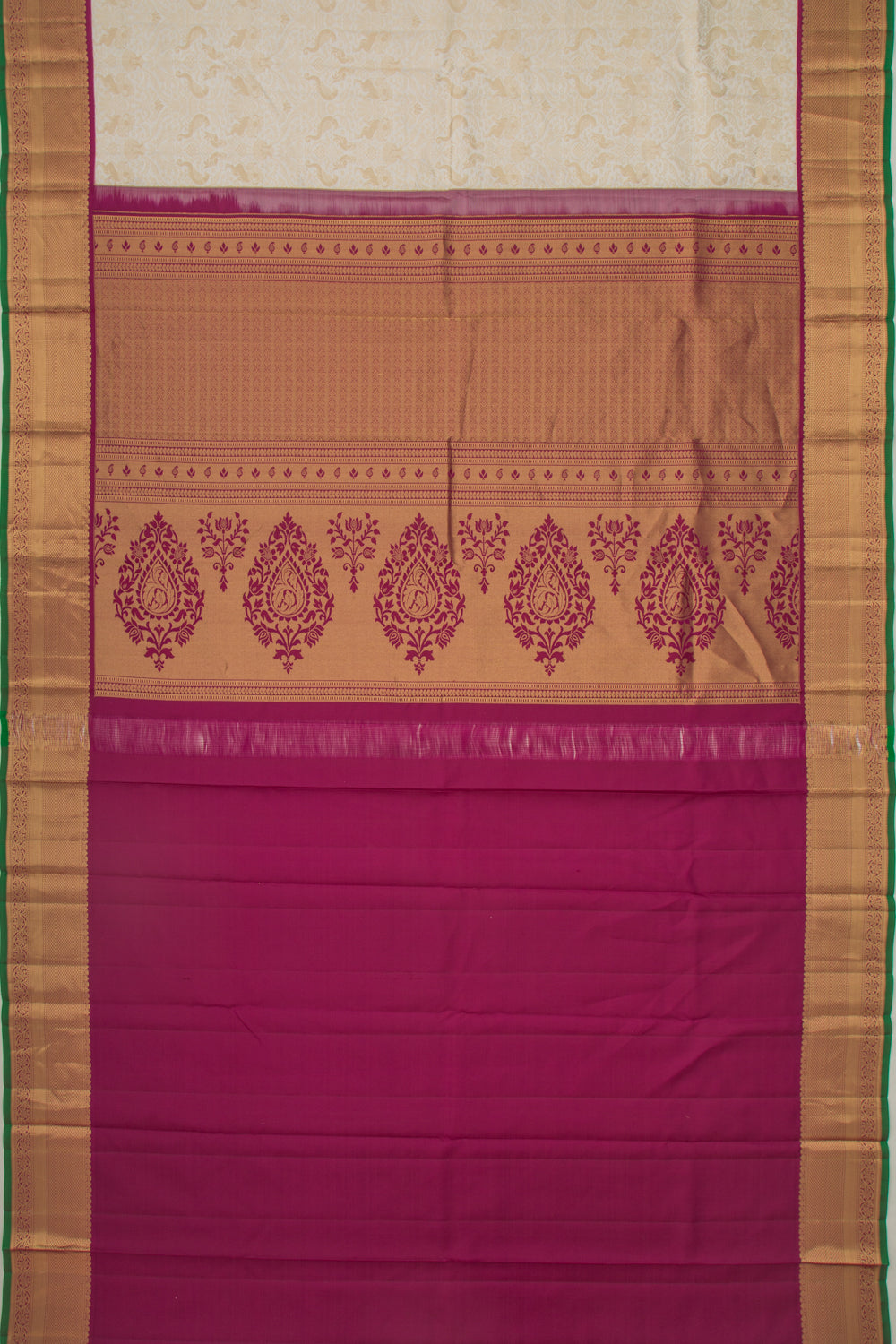 Kanchipuram Silk Brocade White Saree