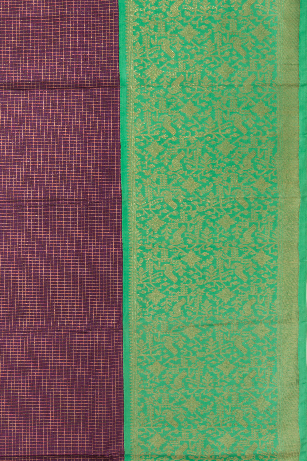 Kanchipuram Silk Checks Purple Saree