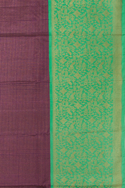 Kanchipuram Silk Checks Purple Saree