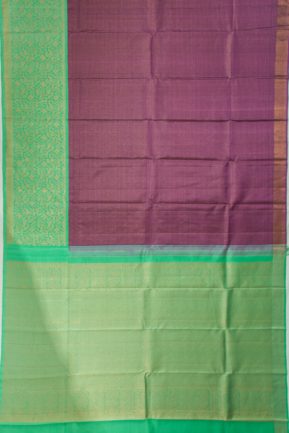 Kanchipuram Silk Checks Purple Saree