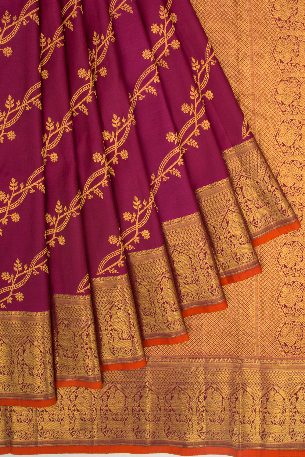 Kanchipuram Silk Jaal Purple Saree