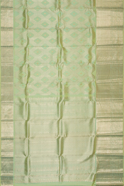 Kanchipuram Silk Brocade Pista Green Saree