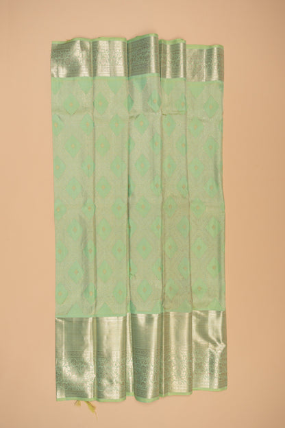 Kanchipuram Silk Brocade Pista Green Saree