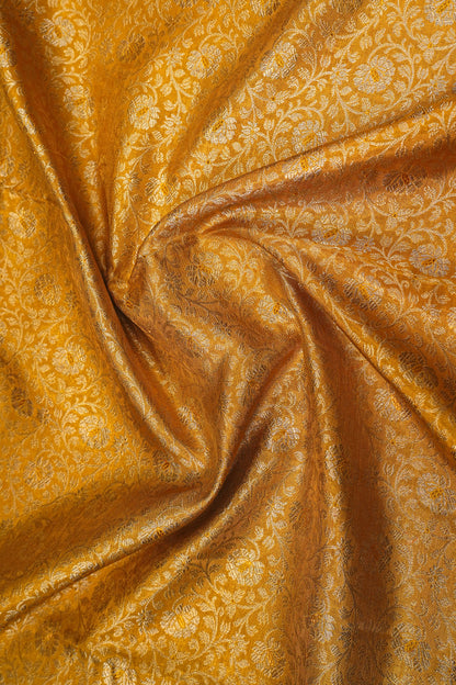 Kanchipuram Silk Tissue Brocade Gold Saree