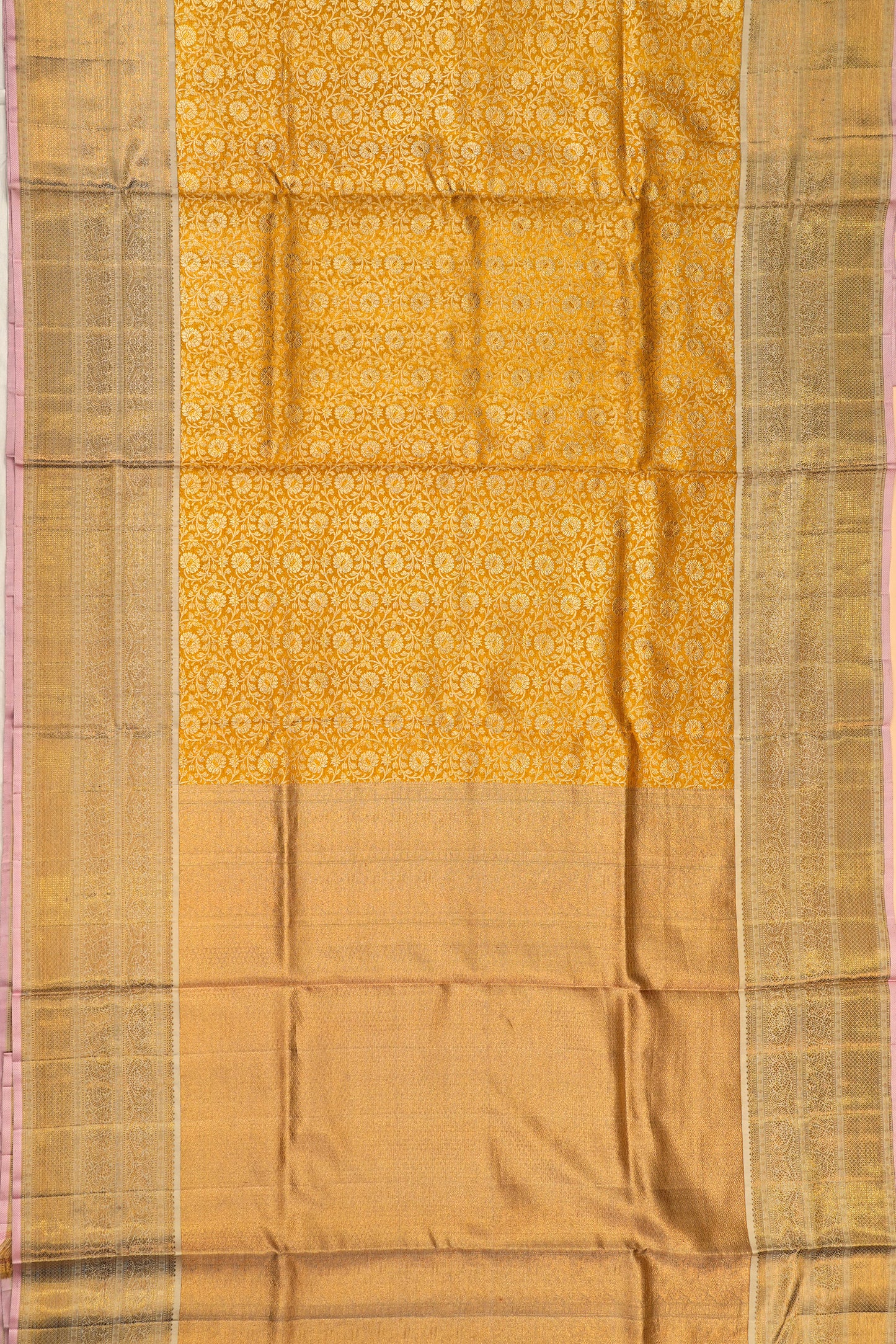 Kanchipuram Silk Tissue Brocade Gold Saree