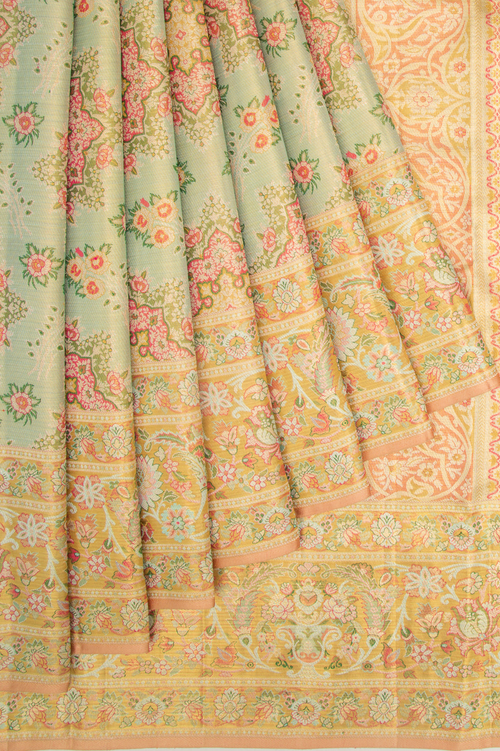 Kanchipuram Silk Tissue Brocade Blue Saree