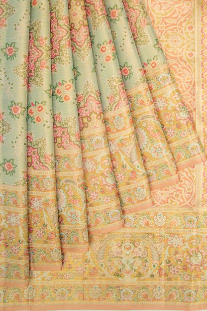 Kanchipuram Silk Tissue Brocade Blue Saree