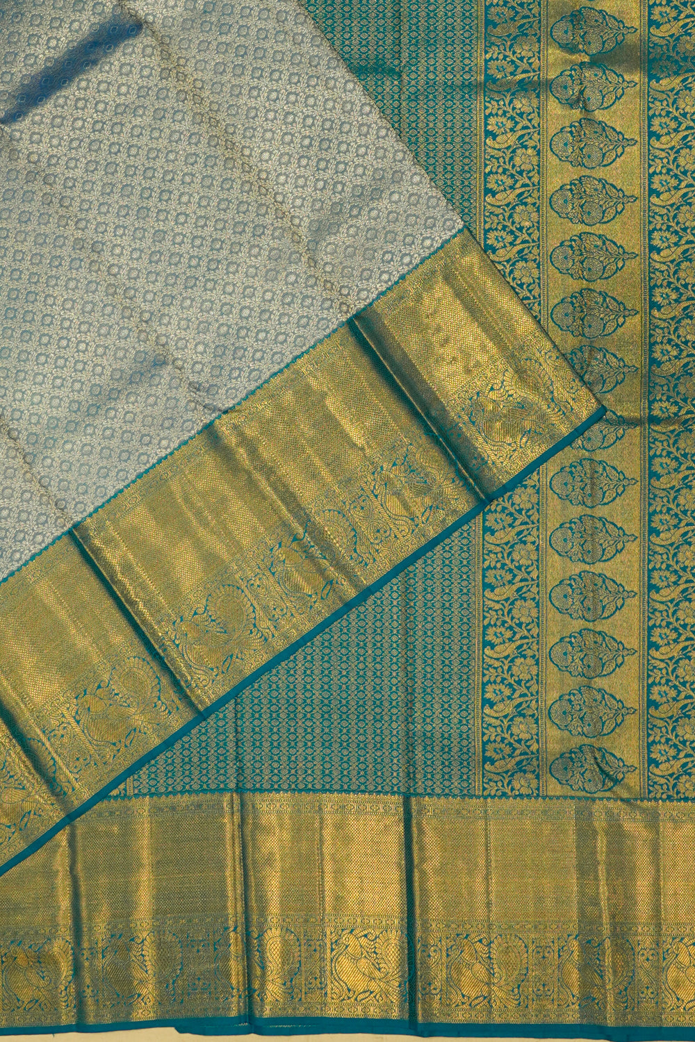 Kanchipuram Silk Brocade Blue Saree