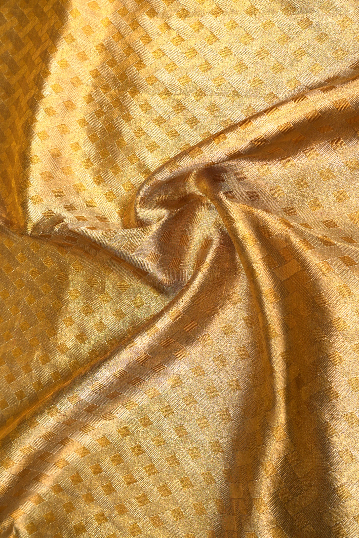 Kanchipuram Silk Tissue Geometrical Brocade Gold Saree