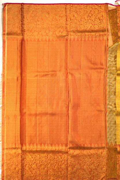 Kanchipuram Silk Tissue Geometrical Brocade Gold Saree