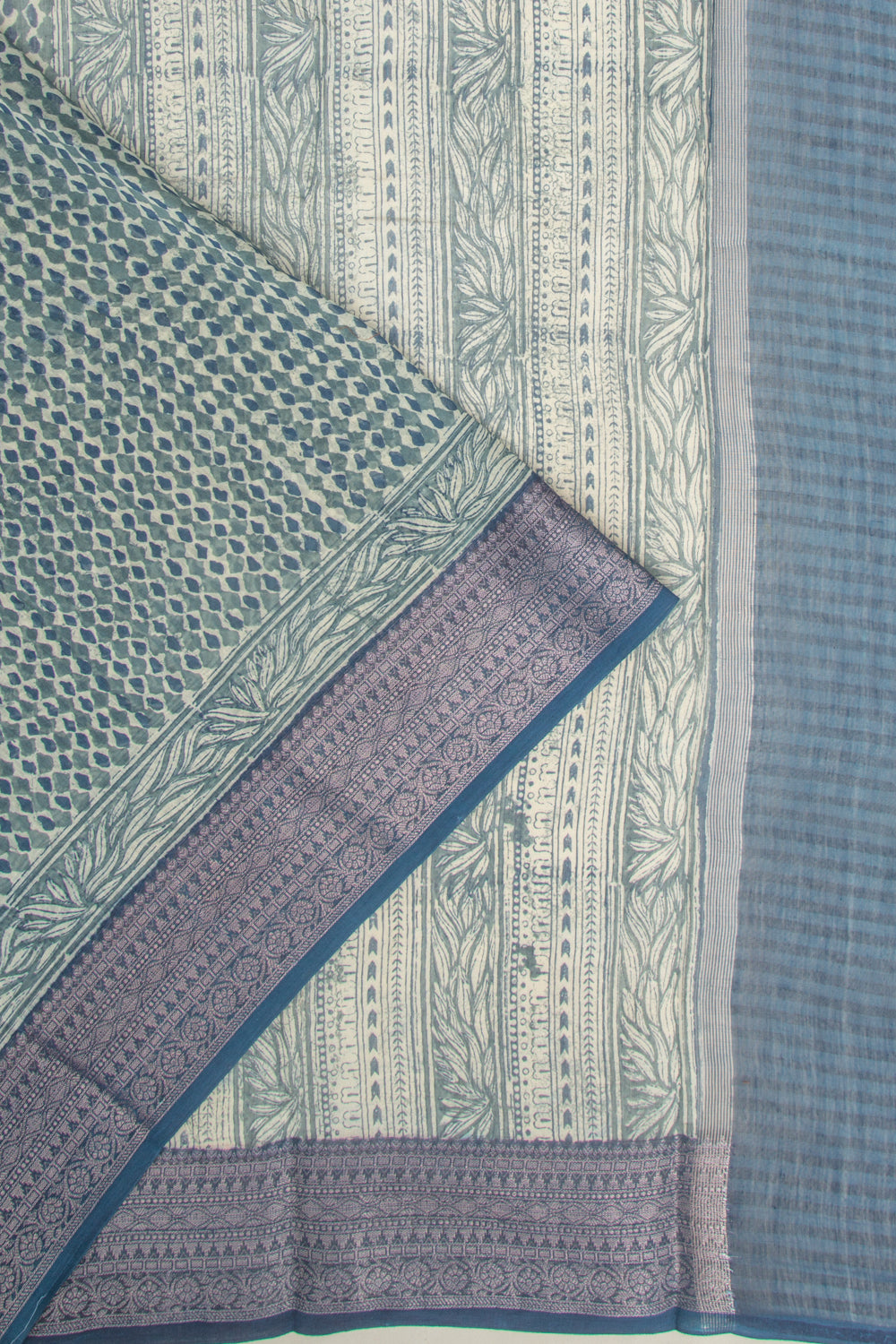 Chanderi Silk Printed Grey Saree