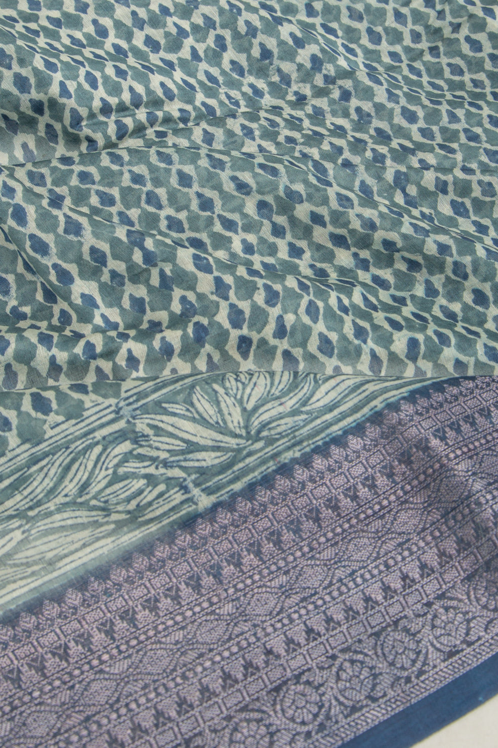 Chanderi Silk Printed Grey Saree
