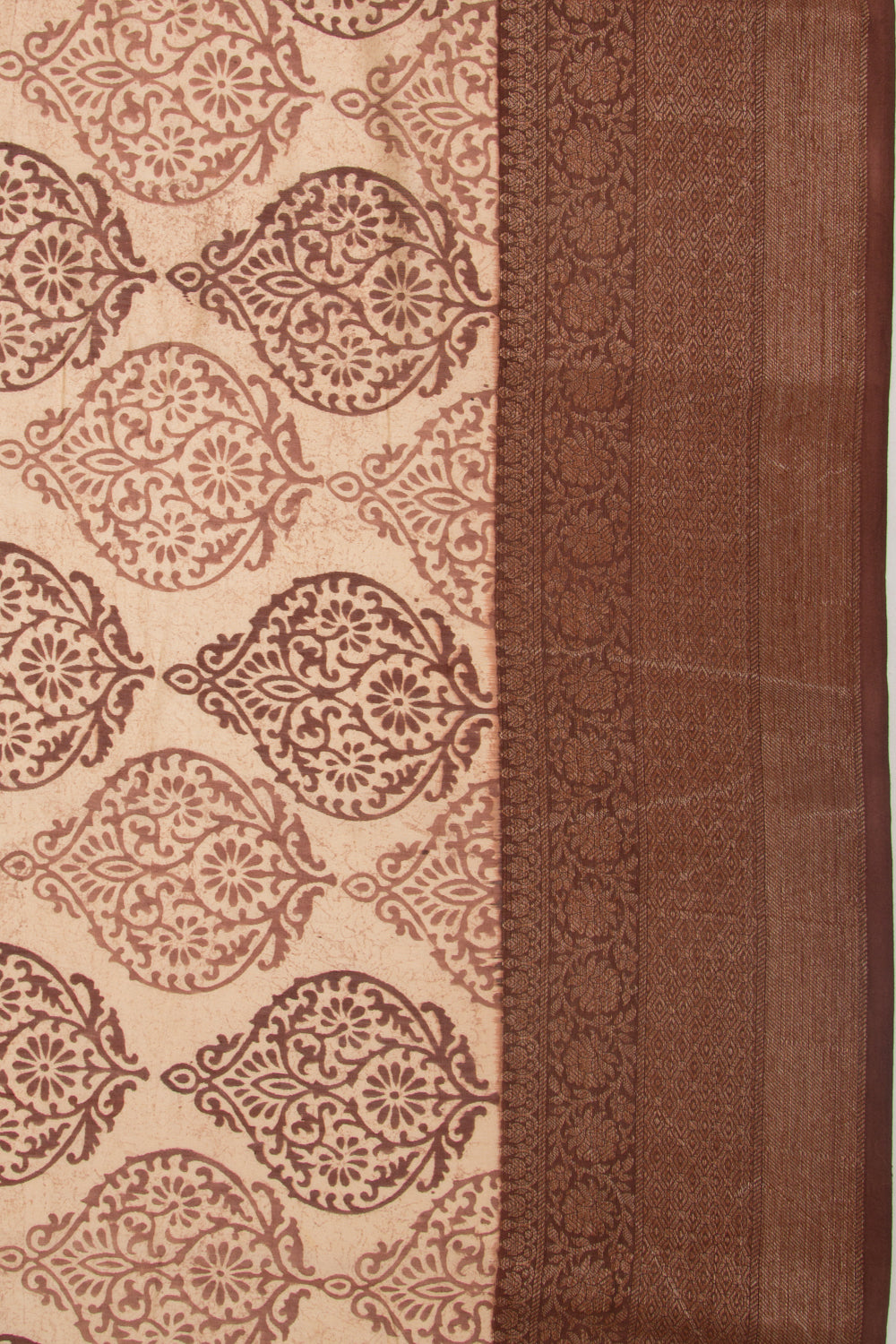 Chanderi Silk Floral Printed Cream Saree