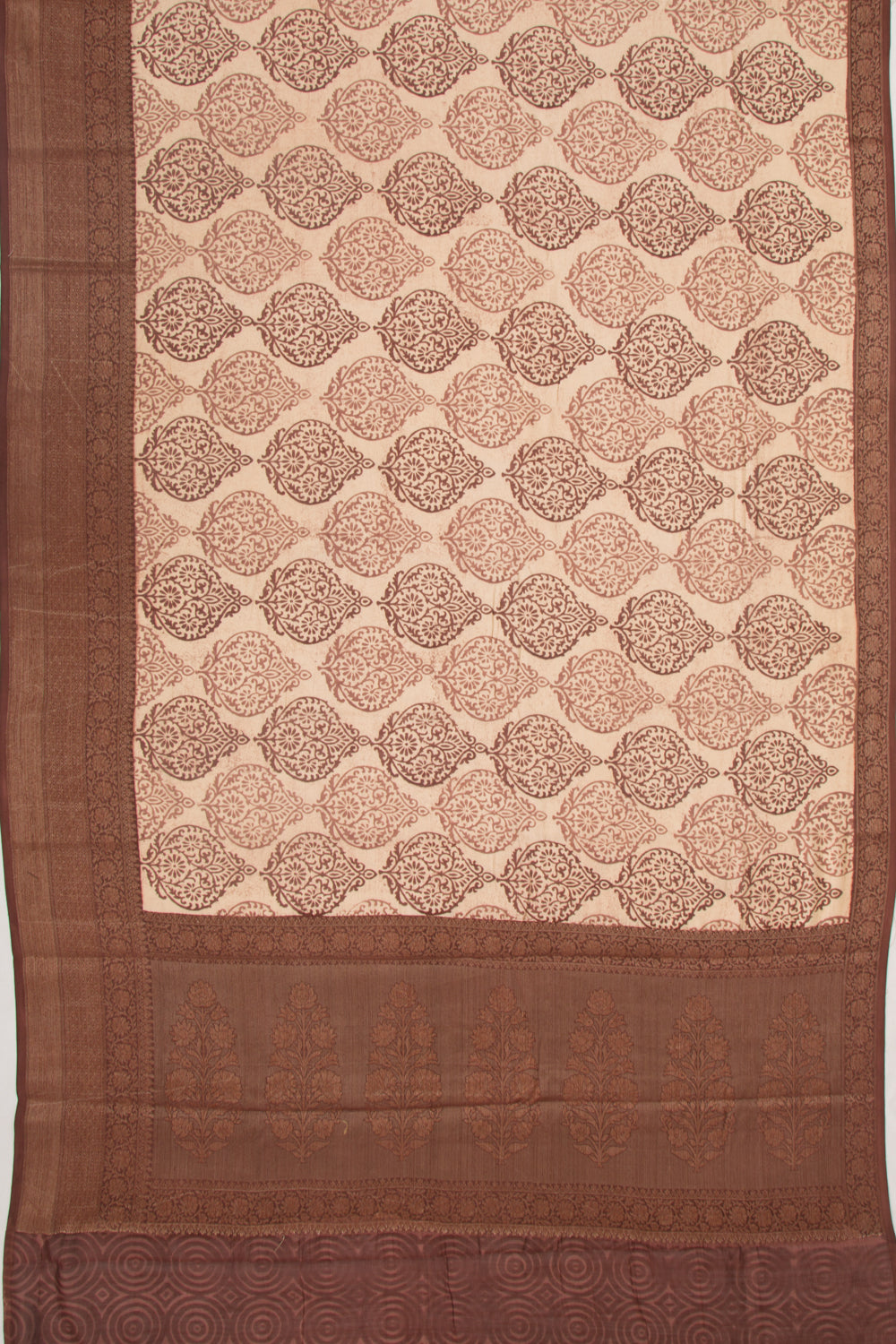 Chanderi Silk Floral Printed Cream Saree