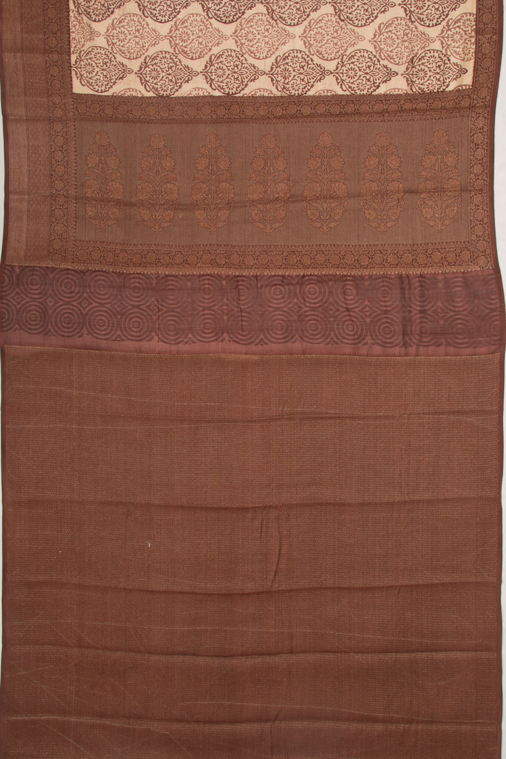 Chanderi Silk Floral Printed Cream Saree