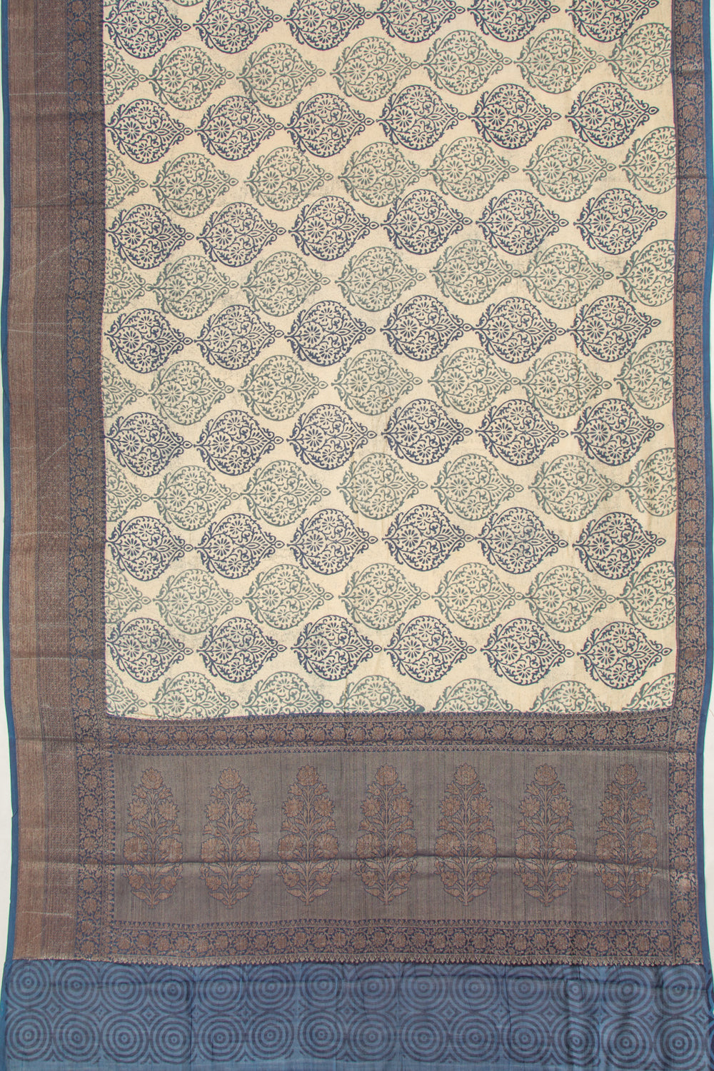 Chanderi Cotton Floral Printed Cream Saree