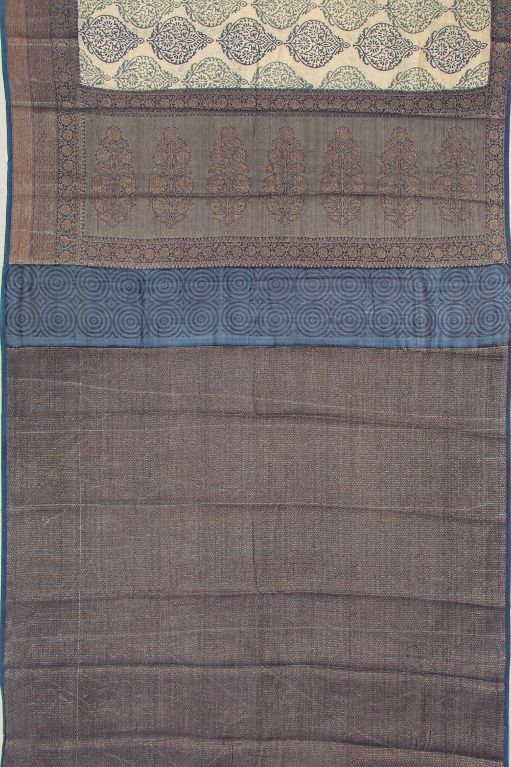 Chanderi Cotton Floral Printed Cream Saree