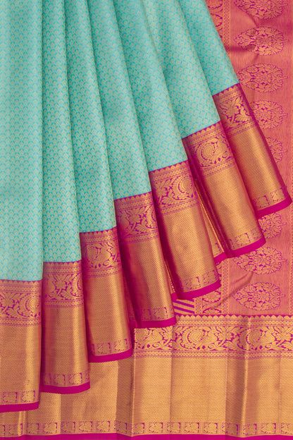 Kanchipuram Silk Brocade Sky Blue Saree