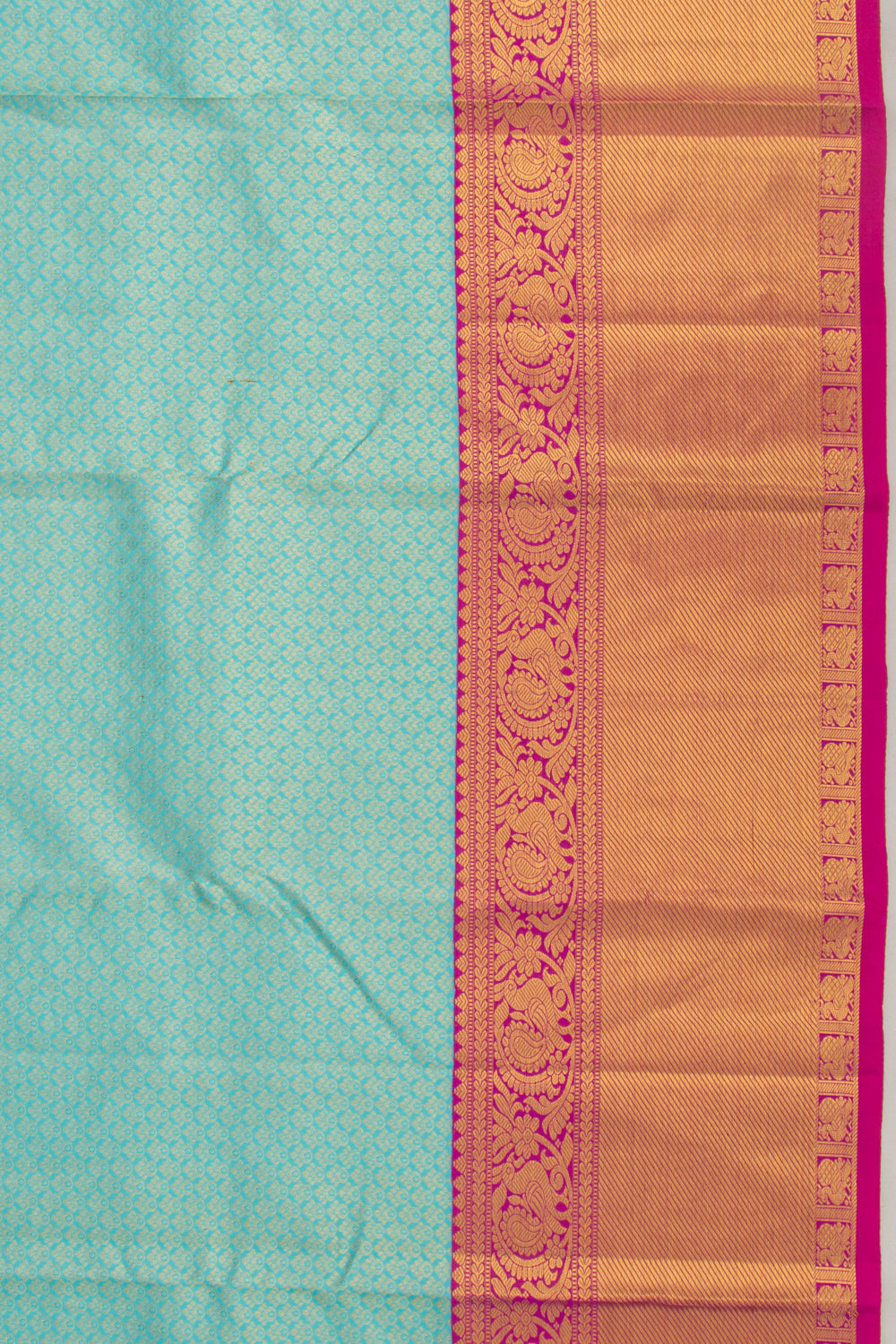 Kanchipuram Silk Brocade Sky Blue Saree