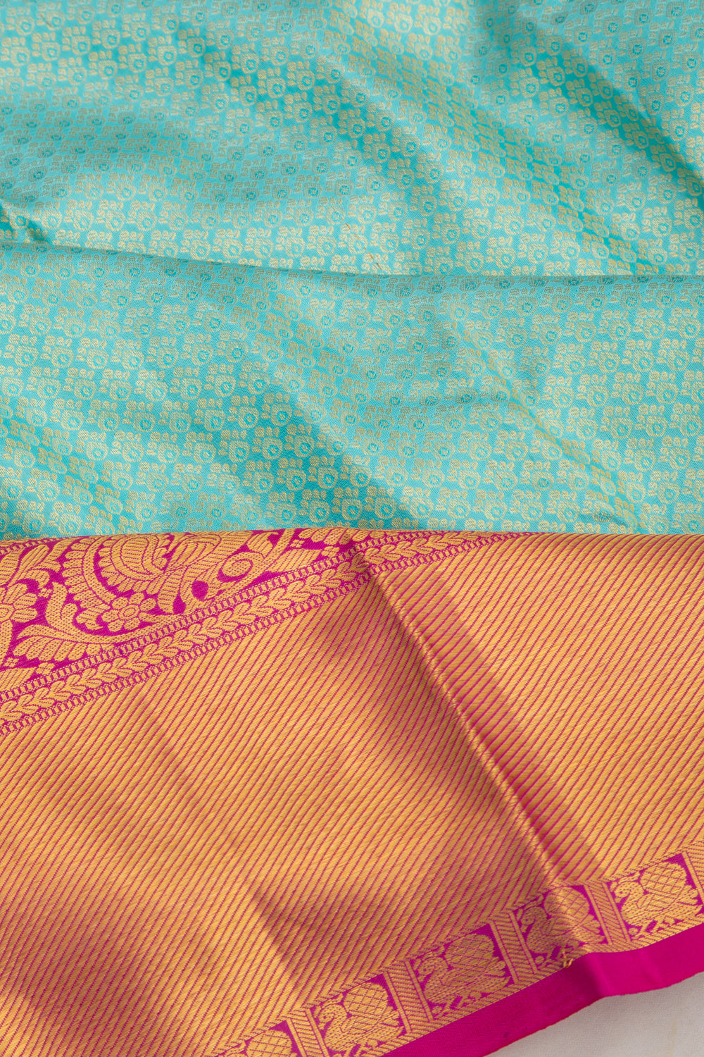 Kanchipuram Silk Brocade Sky Blue Saree