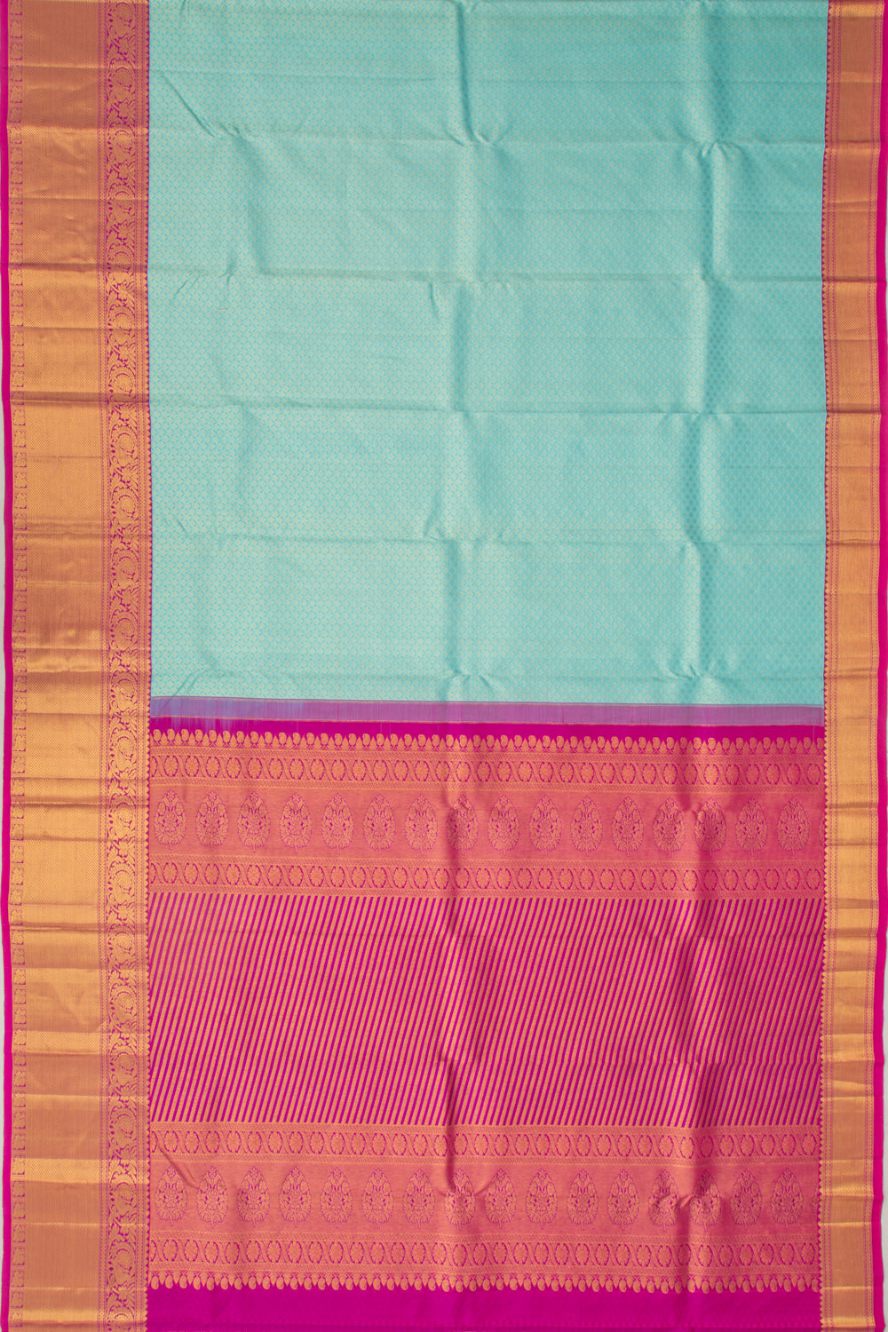 Kanchipuram Silk Brocade Sky Blue Saree