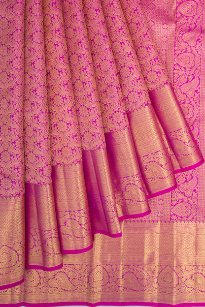 Kanchipuram Silk Brocade Pink Saree