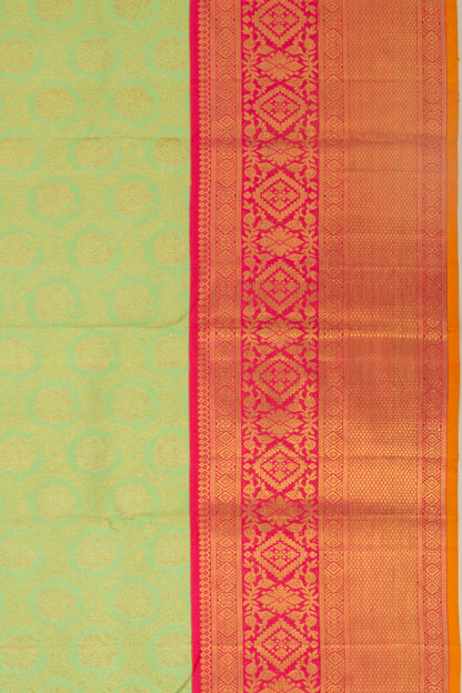 Kanchipuram Silk Jaal And Butta Green Saree