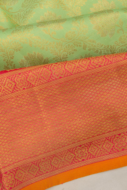 Kanchipuram Silk Jaal And Butta Green Saree