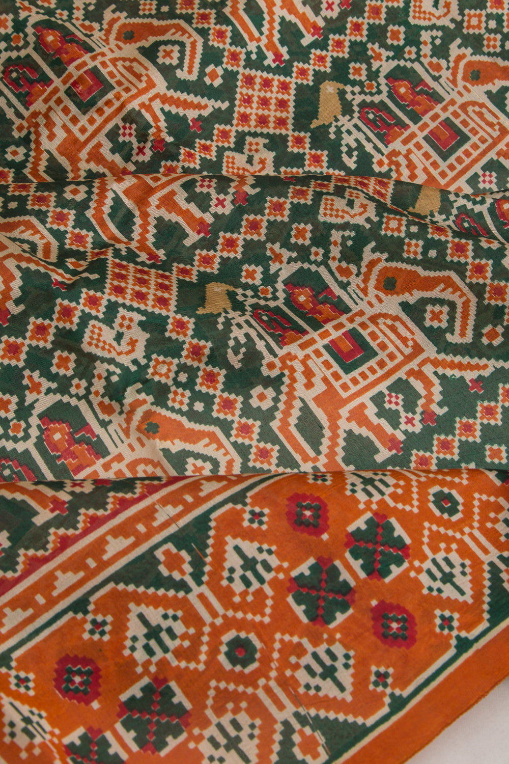 Spun Silk Block Printed Green Saree