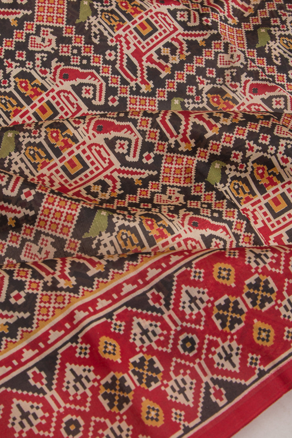 Spun Silk Block Printed Black Saree