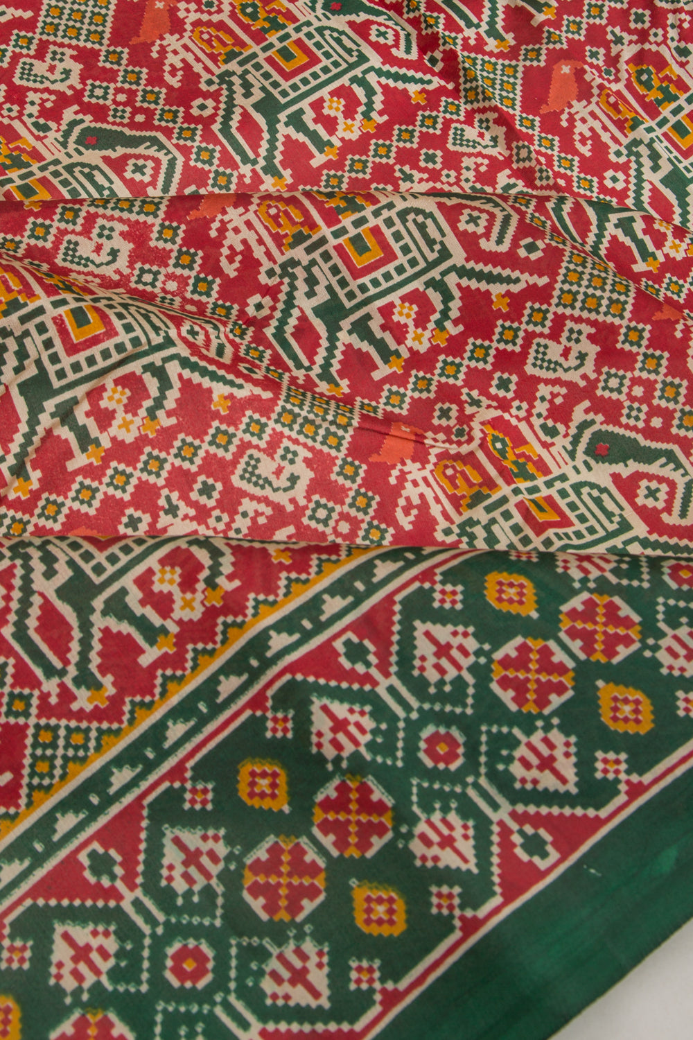 Spun Silk Block Printed Red Saree