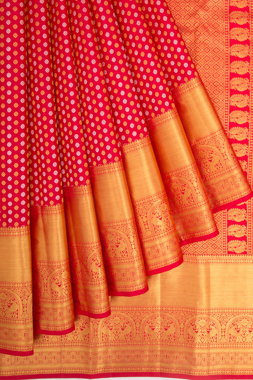 Taranga Kanchi Silk Brocade Red Saree