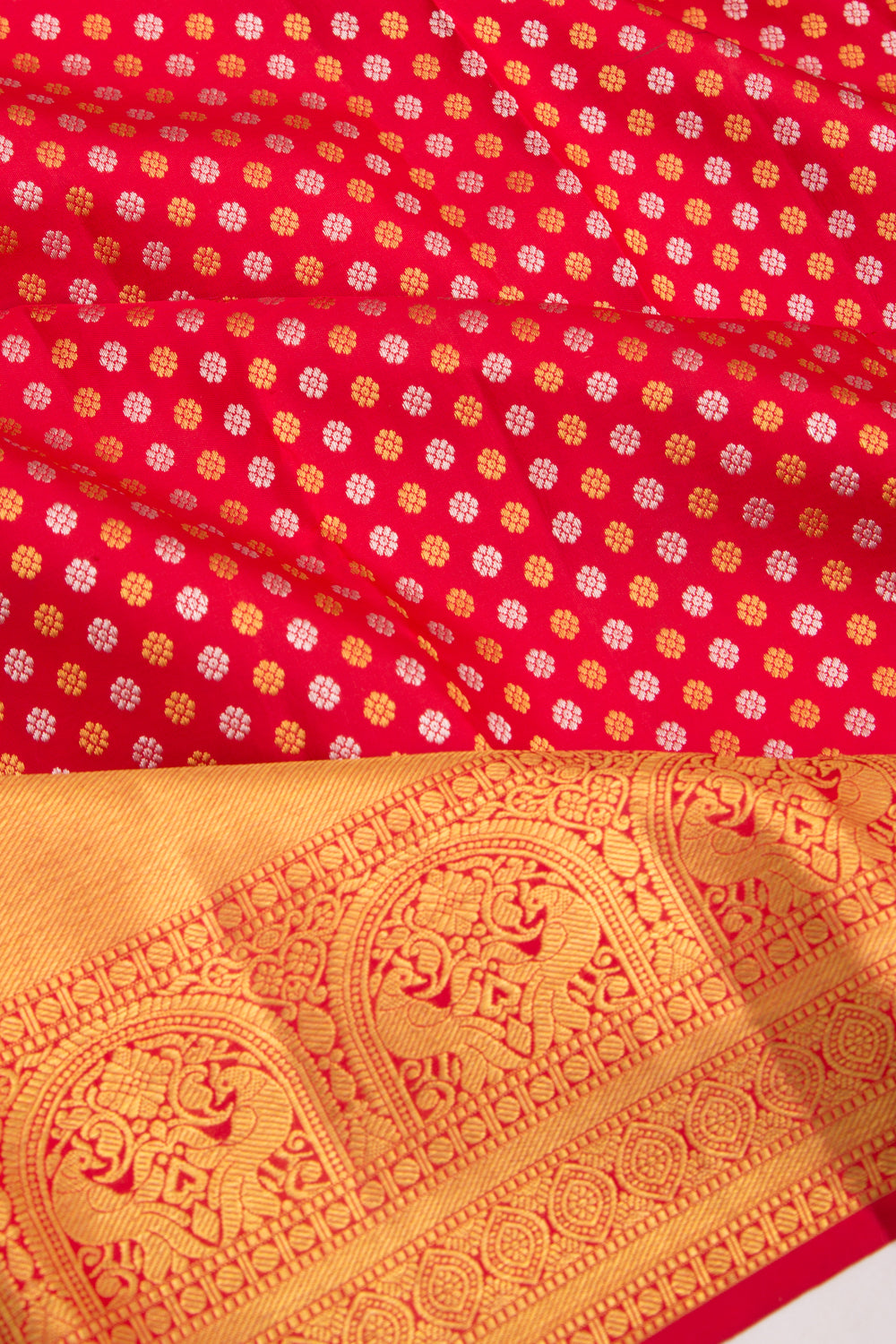 Taranga Kanchi Silk Brocade Red Saree