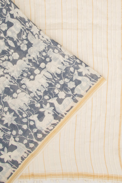 Mul Cotton Printed Grey Saree