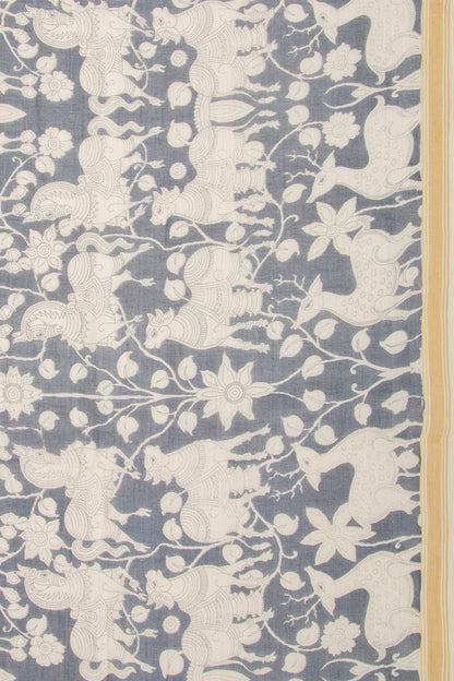 Mul Cotton Printed Grey Saree
