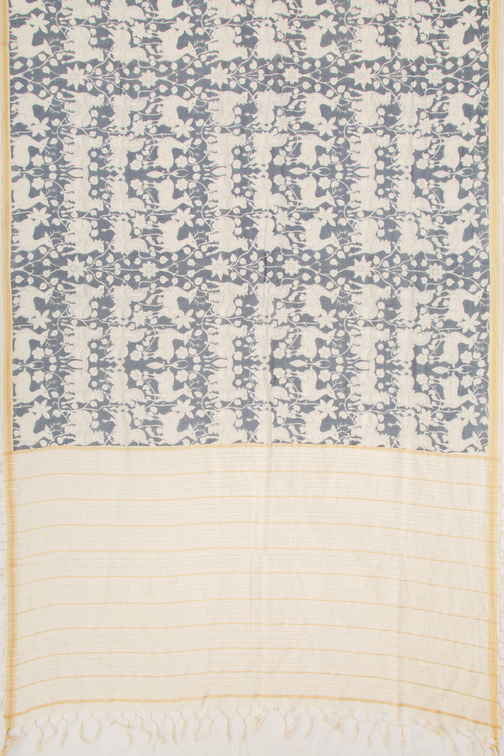 Mul Cotton Printed Grey Saree