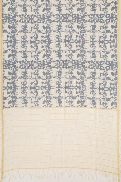 Mul Cotton Printed Grey Saree