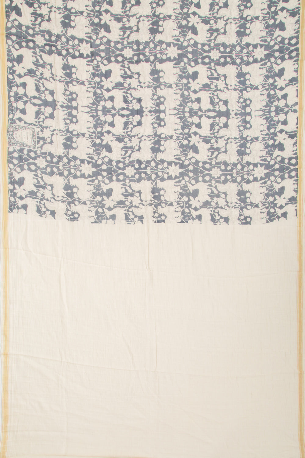 Mul Cotton Printed Grey Saree