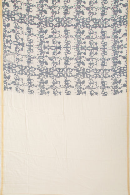 Mul Cotton Printed Grey Saree