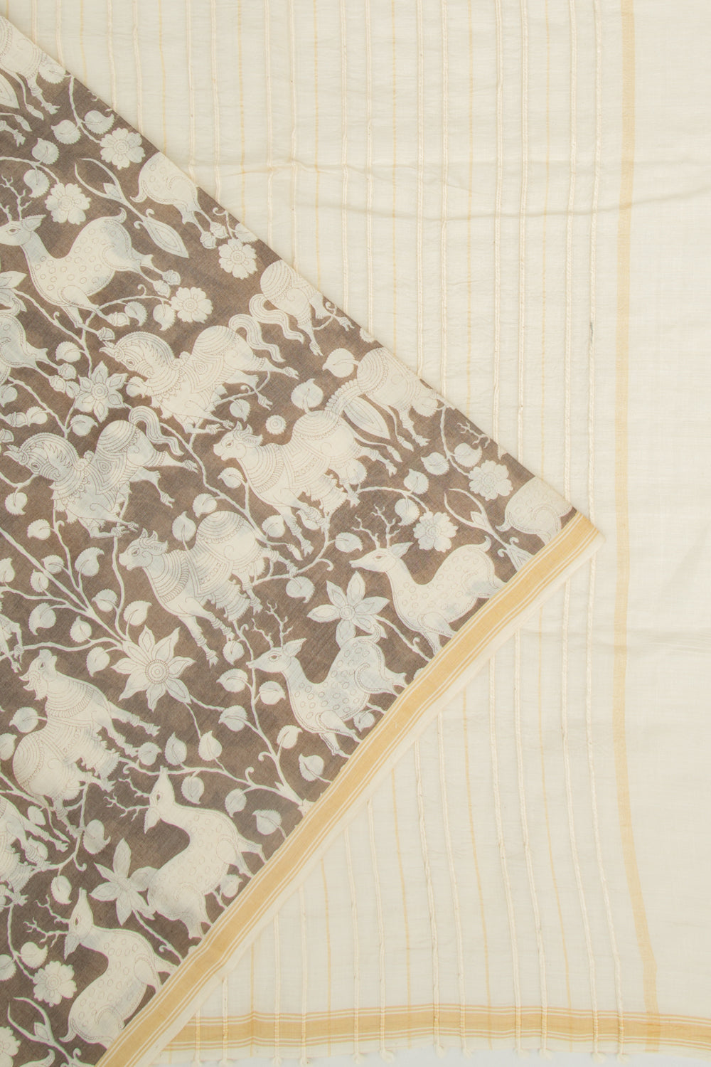 Mul Cotton Printed Brown Saree