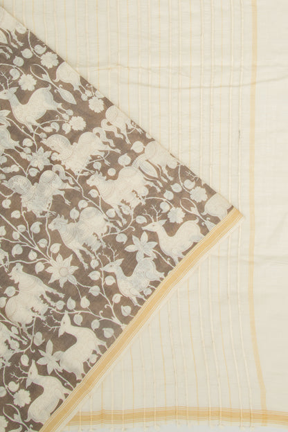 Mul Cotton Printed Brown Saree