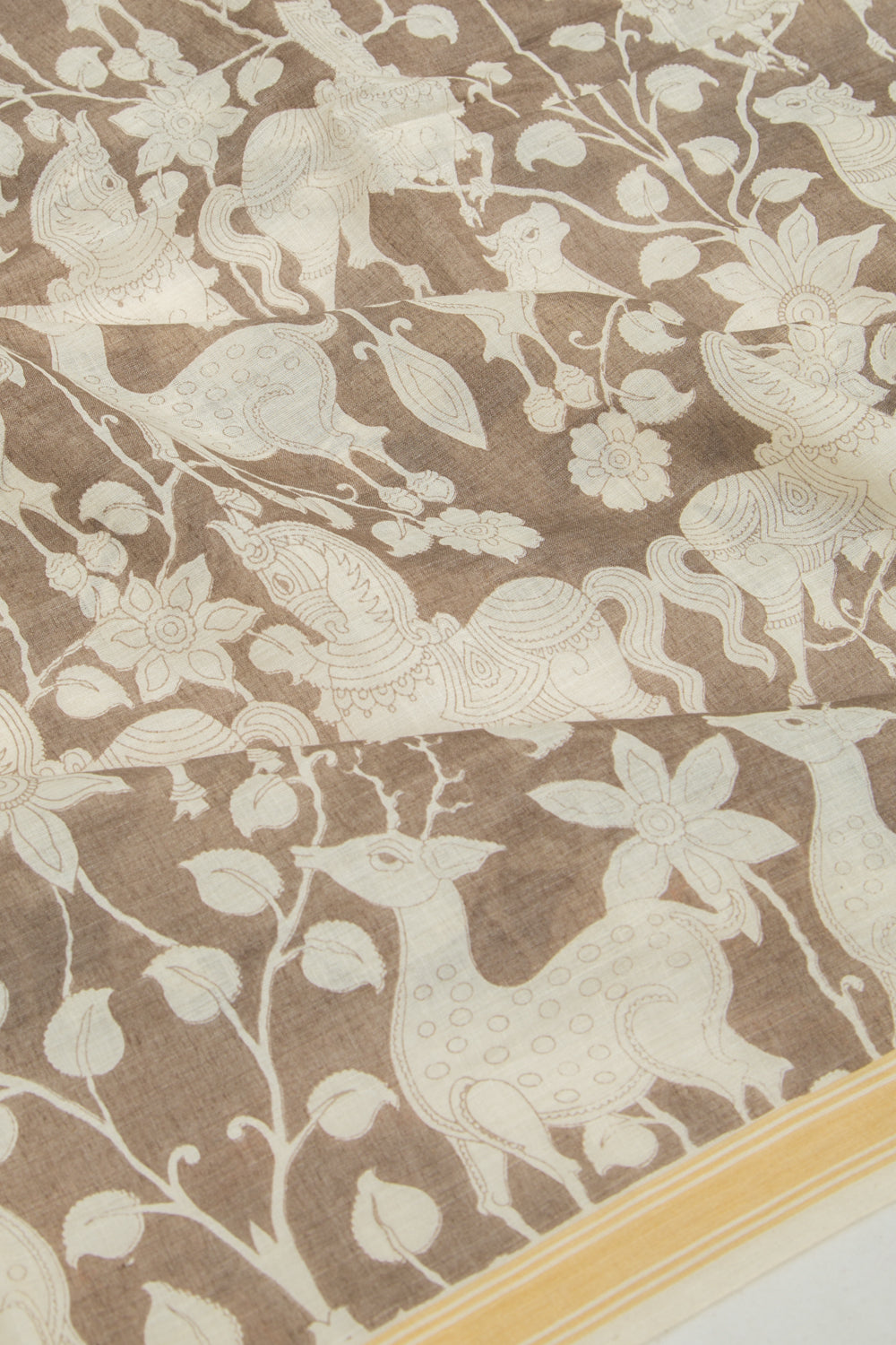 Mul Cotton Printed Brown Saree