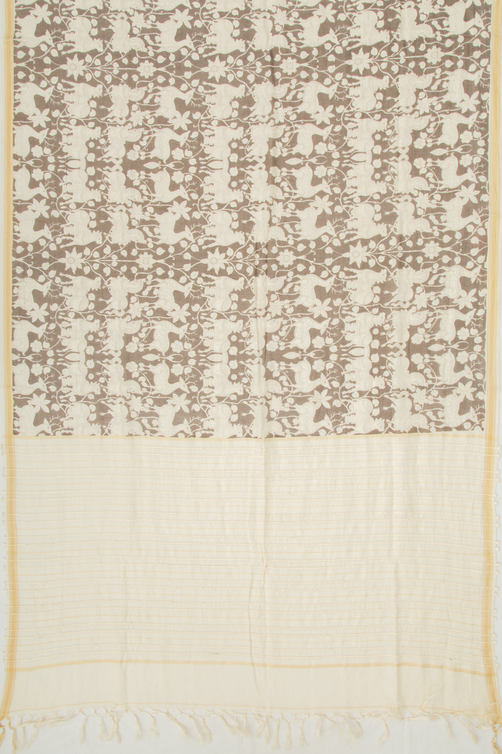 Mul Cotton Printed Brown Saree
