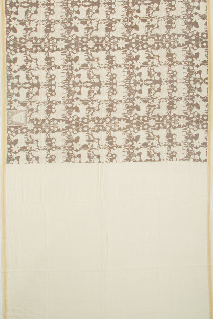 Mul Cotton Printed Brown Saree