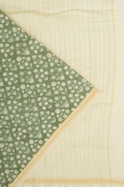 Mul Cotton Floral Printed Green Saree