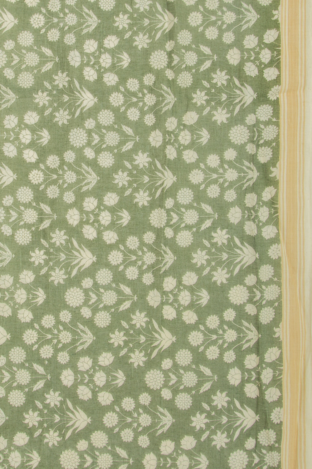 Mul Cotton Floral Printed Green Saree