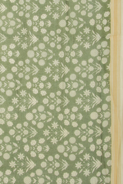Mul Cotton Floral Printed Green Saree