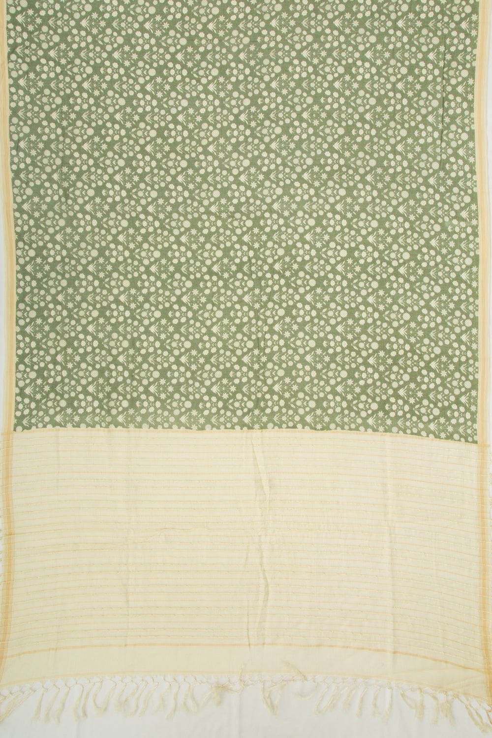 Mul Cotton Floral Printed Green Saree